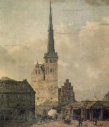 Johann Heinrich Hintze Berlin, Nikolaikirche von Westen Sweden oil painting artist